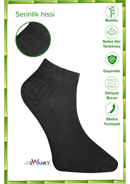 Bambu Erkek Dikişsiz Siyah Kısa Spor Çorap Premium 6'lı Paket fiyatları