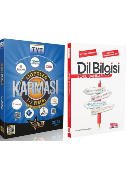 2025 Model TYT 7+2 Deneme Seti ve Akm Dil Bilgisi Soru Bankası Seti 2 Kitap