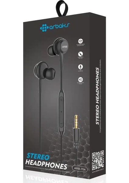 3.5mm Mikrofonlu Kulaklık Arbaks ARB-704