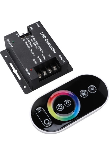 Dokunmatik Kumandalı Rgb Şerit LED Kontrol Devresi Cihaz 644-TOU-RF-RGB18A Siyah 432W 12-24V Uzaktan Kumanda Rf