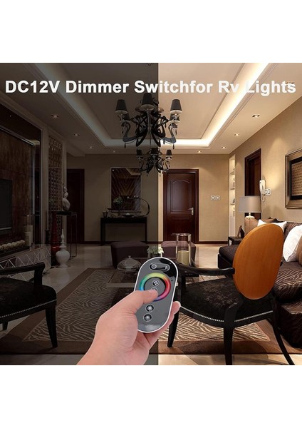 Dokunmatik Kumandalı Rgb Şerit LED Kontrol Devresi Cihaz 644-TOU-RF-RGB18A Siyah 432W 12-24V Uzaktan Kumanda Rf