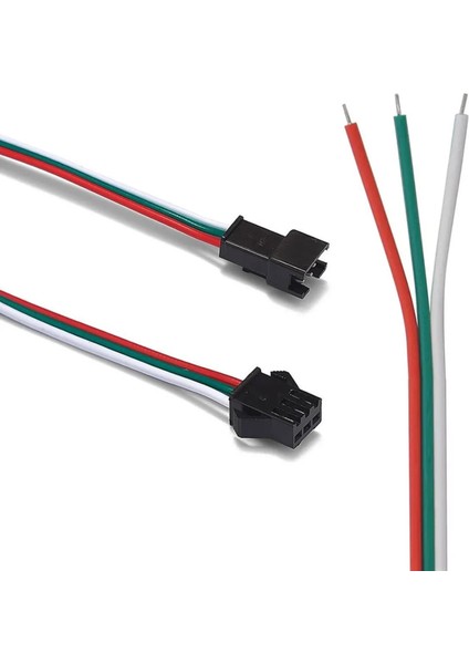 2 Adet 3 Pin Jst Sm 10CM Kablo Erkek Dişi Çifti Bağlantı Soketi LED Konnektör Şerit LED Rgb WS2812B WS2811