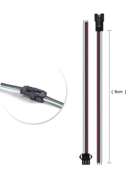 2 Adet 3 Pin Jst Sm 10CM Kablo Erkek Dişi Çifti Bağlantı Soketi LED Konnektör Şerit LED Rgb WS2812B WS2811
