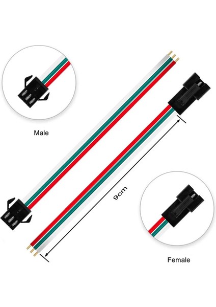 2 Adet 3 Pin Jst Sm 10CM Kablo Erkek Dişi Çifti Bağlantı Soketi LED Konnektör Şerit LED Rgb WS2812B WS2811