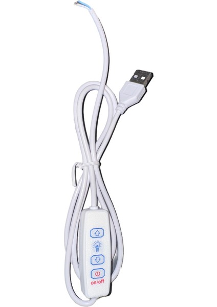 1 Adet LED Dimmer USB Portu Güç Kaynağı Uzatma Kablosu Aç Kapa Karartma Anahtarı Adaptör Tuş Beyaz Tek Renk LED 5-12V