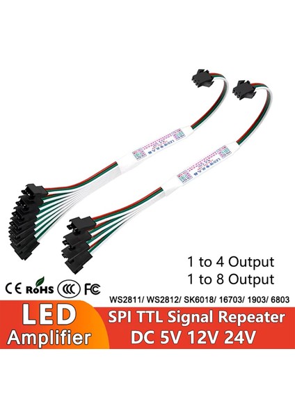 Hazar LED 4'lü Pixel Çoklayıcı Amplifier WS2811-WS2812B Piksel Şerit Bağlantı Adaptör Çoğaltıcı Dağıtıcı Birleştirici Kablo 5-24V