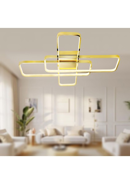 TT040-SR Tt Aydınlatma Sarı Kaplama Plofonyer LED Avize