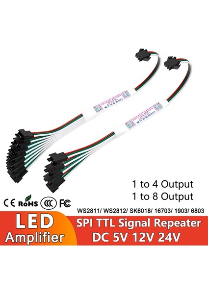 Hazar LED 8'li Pixel Çoklayıcı Amplifier WS2811-WS2812B Piksel Şerit Bağlantı Adaptör Çoğaltıcı Dağıtıcı Birleştirici Kablo 5-24 Volt