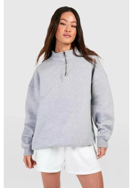 Yeni Sezon Yarım Fermuarlı Içi Şardonlu Unisex Sweatshirt fiyatları