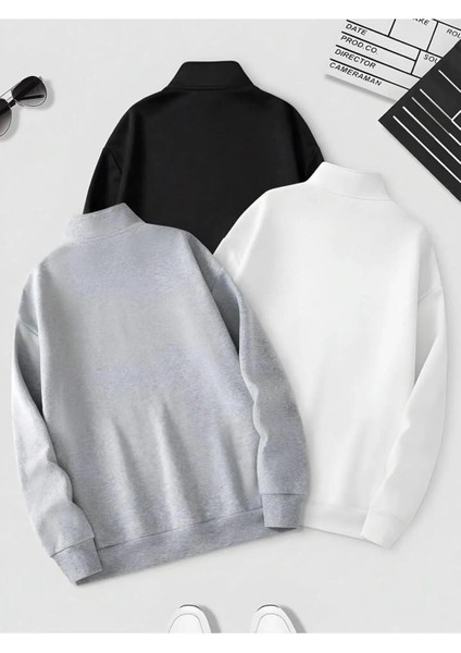 Yeni Sezon Yarım Fermuarlı Içi Şardonlu Unisex Sweatshirt fiyatları