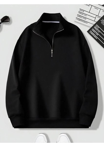 Yeni Sezon Yarım Fermuarlı Içi Şardonlu Unisex Sweatshirt modelleri