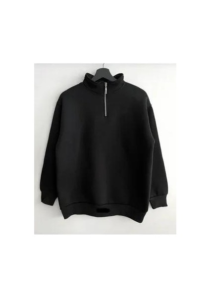 Yeni Sezon Yarım Fermuarlı Içi Şardonlu Unisex Sweatshirt