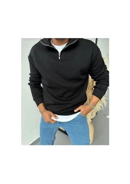 Yeni Sezon Yarım Fermuarlı Içi Şardonlu Unisex Sweatshirt modelleri