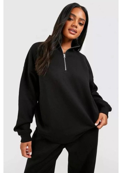 Yeni Sezon Yarım Fermuarlı Içi Şardonlu Unisex Sweatshirt fırsatları