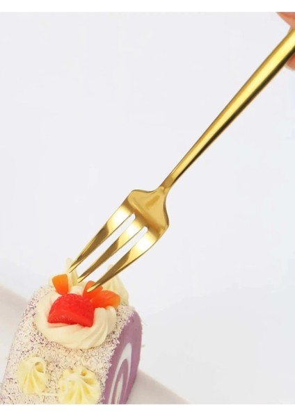 6 Adet Mini Boy Lüx Gold Fondü Çatalı Paslanmaz Çelik 14 cm Tatlı Çatalı fiyatları