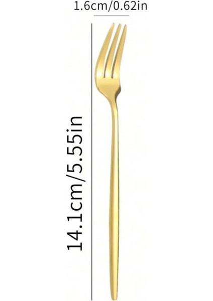 6 Adet Mini Boy Lüx Gold Fondü Çatalı Paslanmaz Çelik 14 cm Tatlı Çatalı modelleri