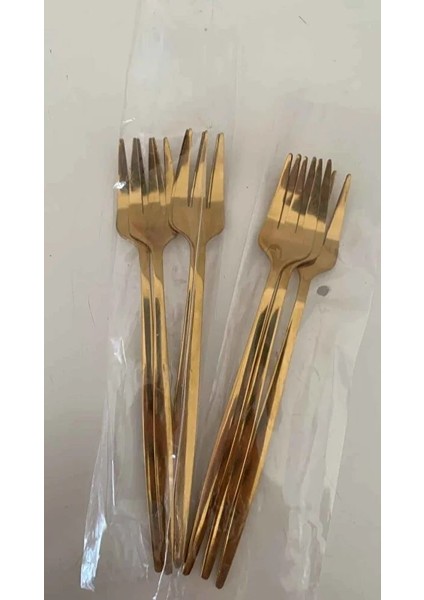 6 Adet Mini Boy Lüx Gold Fondü Çatalı Paslanmaz Çelik 14 cm Tatlı Çatalı fırsatları