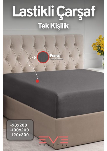 Fitted Yüksek Penye Kumaş Tek Kişilik Lastikli Çarşaf