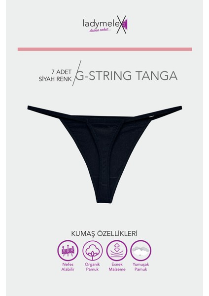 Kadın Tanga, Perfect Fall G String 7 Adet Tanga Külot, Siyah, %100 Yumuşak Kumaş