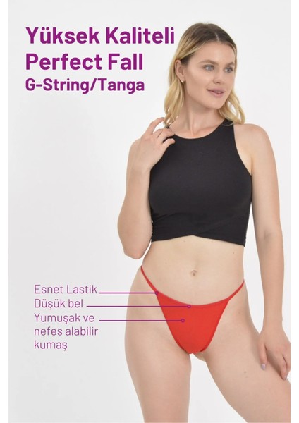 Kadın Tanga, Perfect Fall G String 7 Adet Tanga Külot, Bordo Vizon Lacivert Siyah Beyaz Ten Gri, %100 Yumuşak Kumaş