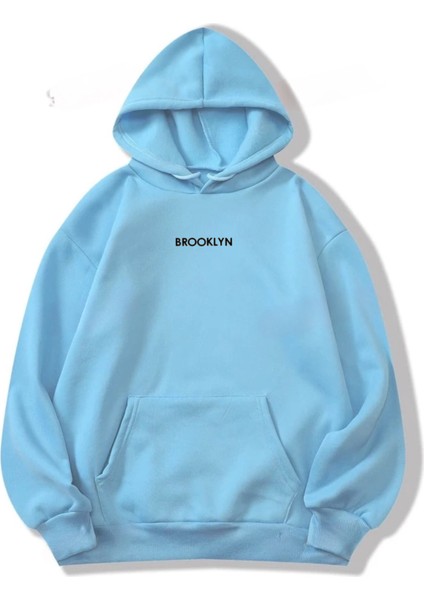 Yeni Sezon Içi Şardonlu 3 Iplik "brooklyn" Baskılı Unisex Kapüşonlu Sweatshirt