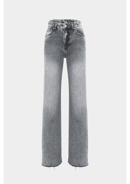 High Waist Wed Leg Kar Yıkama Geniş Paça Dikişsiz Jean