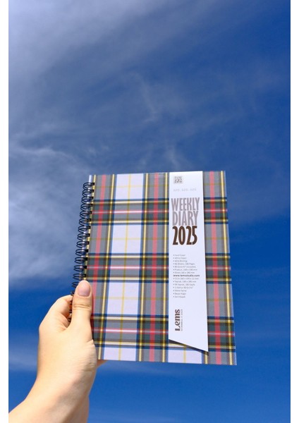 Tekno Trust Weekly Plaid 2025 Ekose Desen Sert Kapak Tarihli Haftalık Lems Ajanda modelleri