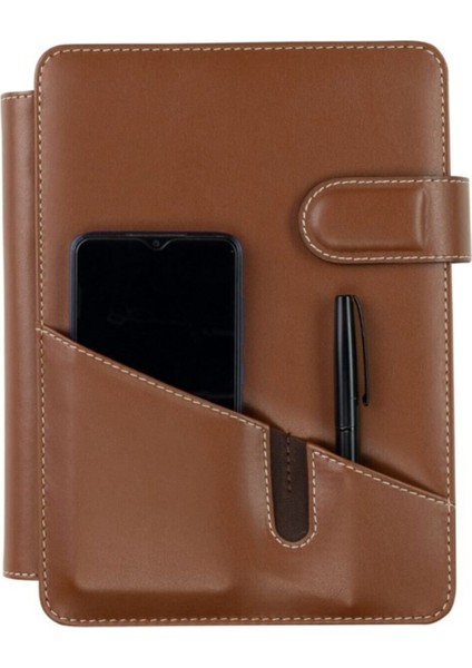 Tekno Trust 2025 Yeni Yıl Organizer Ajanda Telefon Kılıflı Tarihli Çizgili 4 Halkalı Vegan Deri 20X26 Cm.