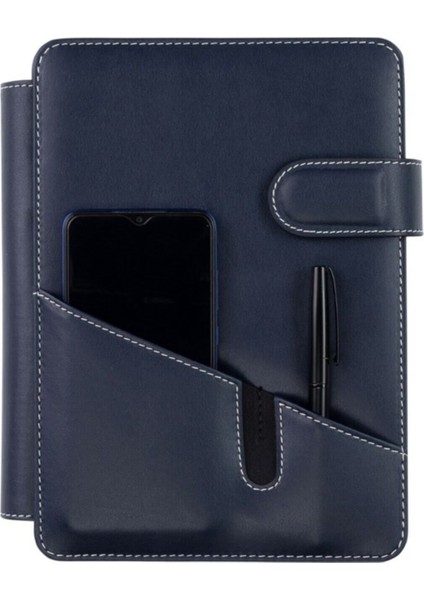 Tekno Trust 2025 Yeni Yıl Organizer Ajanda Telefon Kılıflı Tarihli Çizgili 4 Halkalı Vegan Deri 20X26 Cm.