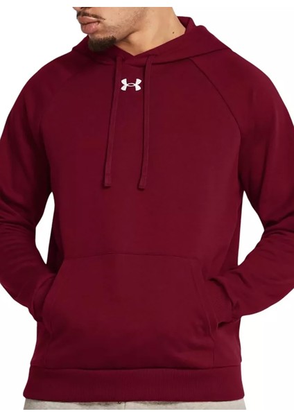 Bordo Erkek Kapüşon Normal Düz Sweatshirt 1379757-625 Ua Rival Fleece Hoodie