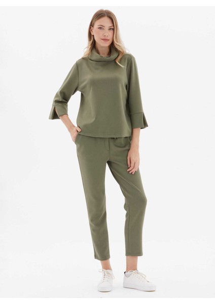 Normal Bel Standart Haki Kadın Pantolon 24KSL5305