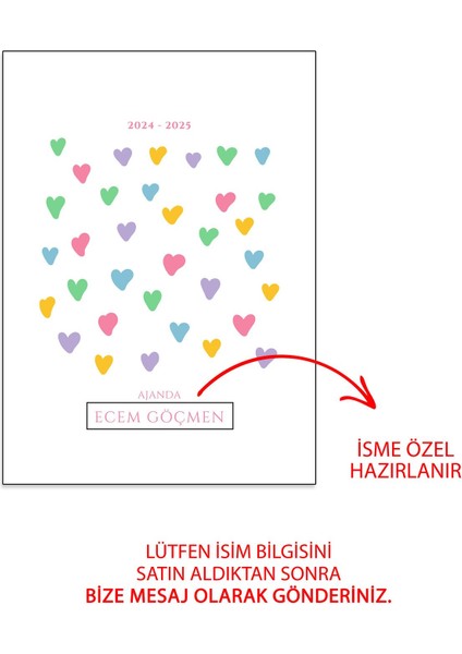 Tekno Trust Isme Özel 2024-2025 Akademik Ajanda, A5 Sert Kapaklı 16 Aylık 15X21CM Kişiye Özel Ajanda Defter Kal