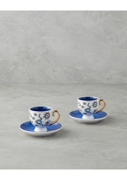 English Home Talisman Snake New Bone China 4 Parça 2 Kişilik Kahve Fincan Takımı 100 ml Beyaz