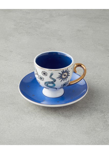 English Home Talisman Snake New Bone China 4 Parça 2 Kişilik Kahve Fincan Takımı 100 ml Beyaz