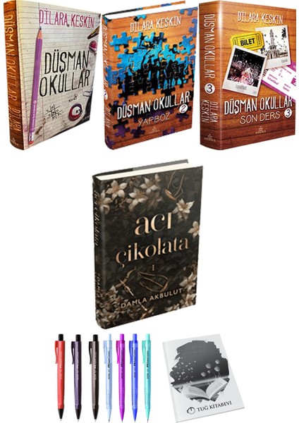 Acı Çikolata 1 (Ciltli) ve Düşman Okullar 3lü Set (Ciltli)