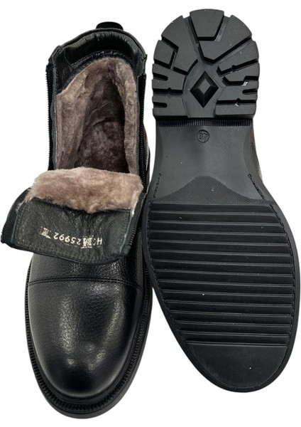 23 05 110M 25992 Deri Klasik Kürklü Bot Siyah indirimleri