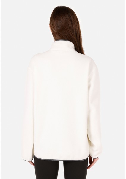 Regular Fit Fermuarlı Kadın Ekru Sweatshirt