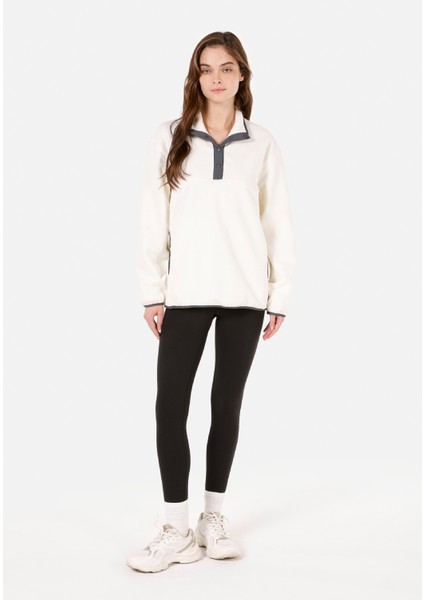 Regular Fit Fermuarlı Kadın Ekru Sweatshirt