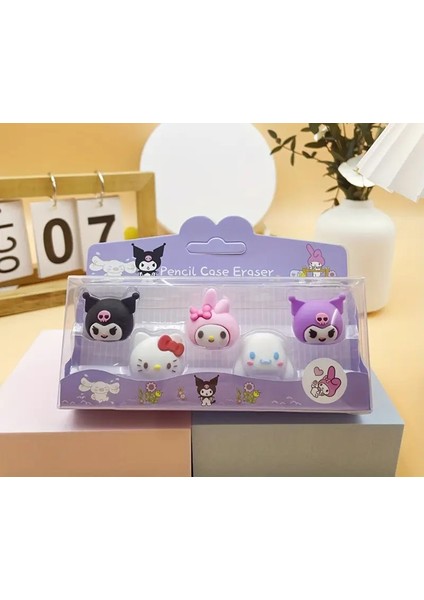 Kuromi ,hello Kitty Figürlü 5 Li Silgi Seti