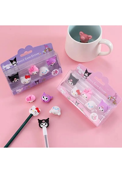 Kuromi ,hello Kitty Figürlü 5 Li Silgi Seti