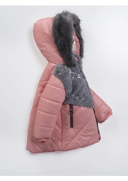 2-9 Yaş Uzun Fermuar Cepli Kapitone Kumaş Kapüşonlu Kışlık Içi Peluş Kız Bebek Çocuk Mont Şişme fiyatları