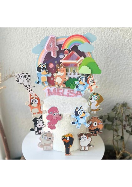 Bluey Temalı Pasta Süsü Bluey Karakterleri Erkek Kız Çocuk Doğum Günü Pasta Cupcake Süsü Seti