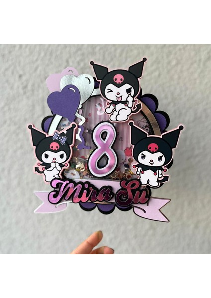 Kuromi Karakteri Temalı Kız Çocuk Doğum Günü Kişiselleştirilebilir 3D Pasta Parti Süsü (21X20CM) modelleri