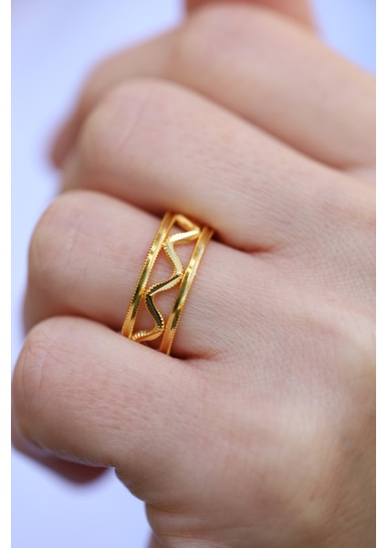 14 Ayar Altın Zigzag ve Düz Ajda Modeli Yüzük 2 fiyatları