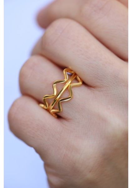 14 Ayar Altın Zigzag ve Düz Ajda Modeli Yüzük fırsatları