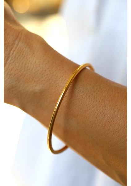 14 Ayar Altın İçi Boş Işıltılı Ajda Bilezik