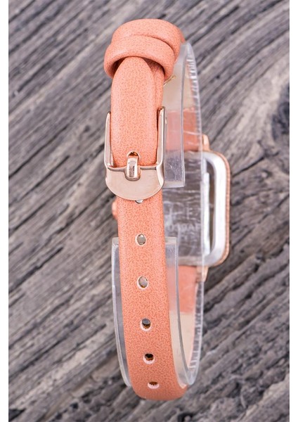 Minimal Kare Rose Kasa Retro Pudra Deri Kordonlu Kadın Genç Kadın Kol Saati