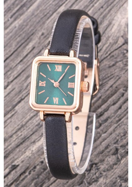 Retro Vintage Tasarım Minimal Roma Rakamlı Rose Renkli Siyah Kayış Kadın Kol Saati modelleri