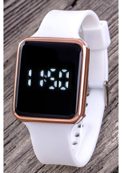 Kadın Rose Dokunmatik Beyaz Renk Silikon Kordon Dijital LED Kol Saati ST-304324 modelleri