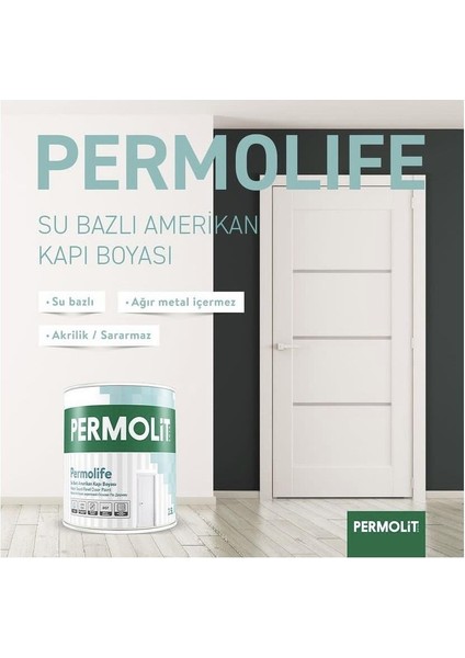 Permolife Su Bazlı Amerikan Panel Kapı Boyası - Beyaz - 0.75 Lt.